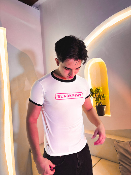 Ringer Tee "Blackpink" - Edición Limitada (Blanca con Ribs Negro)